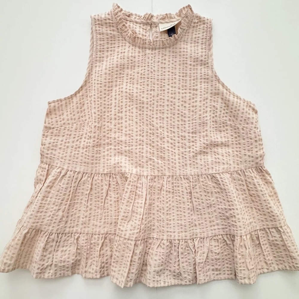 •Medium 8-10• New Target Universal Thread Pink Stripe Peplum Textured Blouse